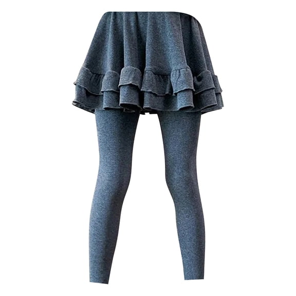 Mercatoo Trendy Girls Leggings with Skirt, Leggings Skirts Ruffle Pants for Girls, Stretchy Cotton Ruffle Skirt Pants for Kids