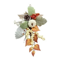 Fall Teardrop Swag, Ongmies Fall Teardrop Wreath – Artificial Pumpkin, Maple Leaves, Pinecones & Berries for Front Door, Porch & Indoor/Outdoor Home Decor, Front Door Wreath