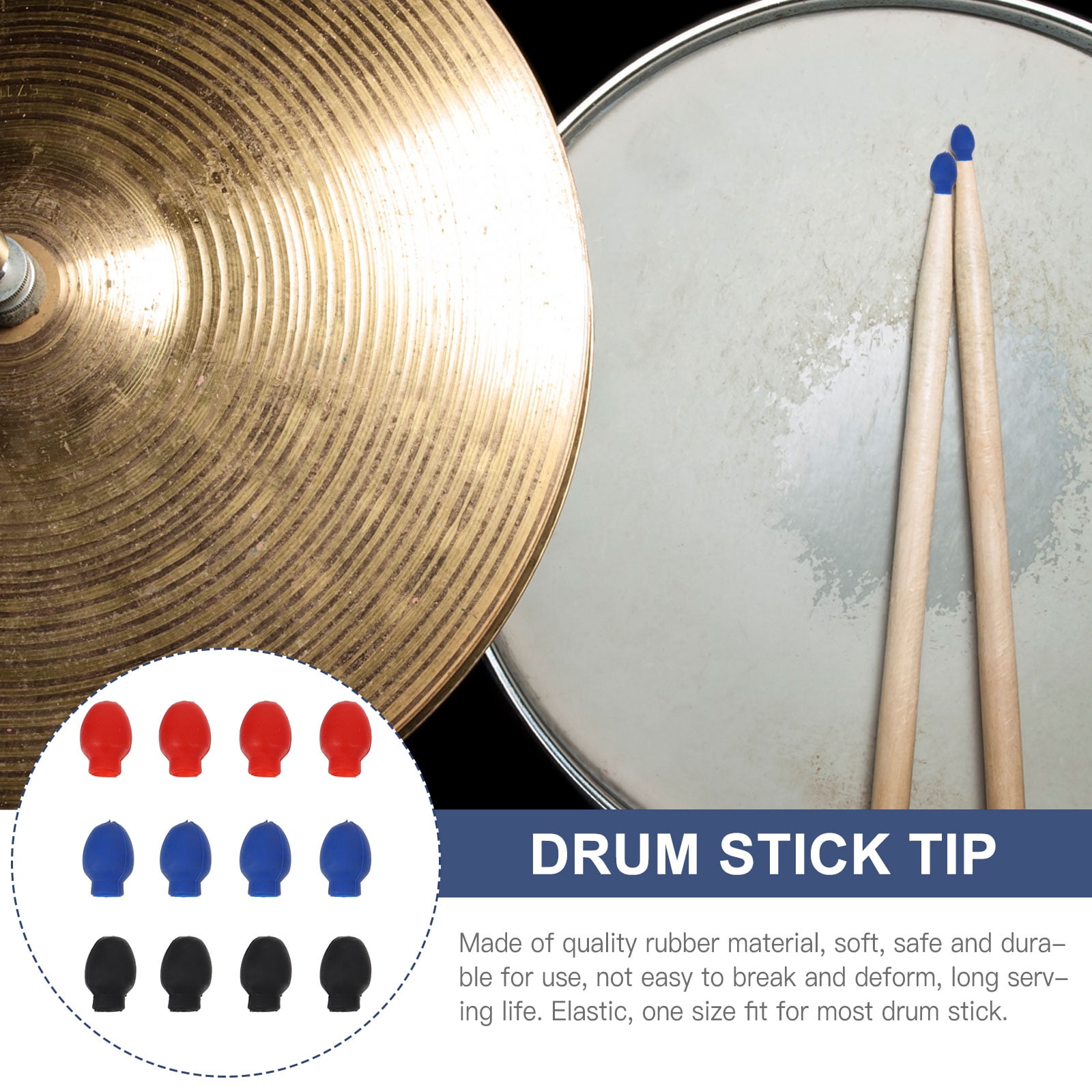 6 Pairs Rubber Drumstick Stick Covers Drumstick Silent Tip Drumstick Mute Tip Drumstick Rubber Tip