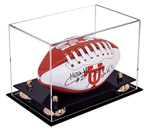 NEW DELUXE MINI FOOTBALL DISPLAY CASE with GOLD RISERS 
