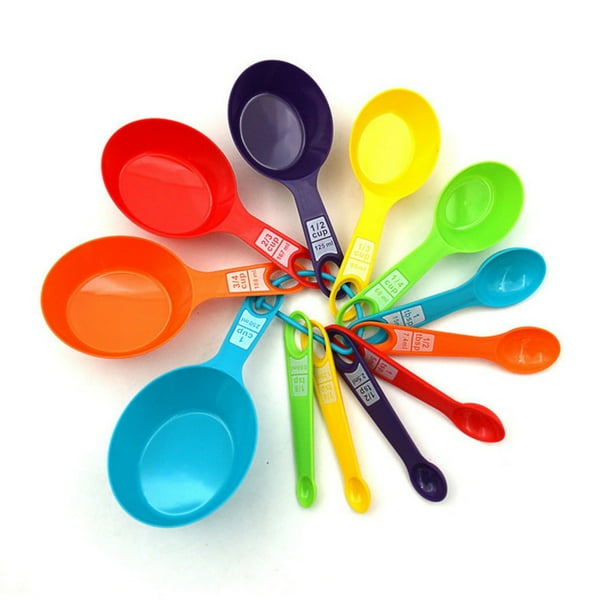 JUEGO DE CUCHARAS Y TAZAS MEDIDORAS APILABLES, TAZAS MEDIDORAS ANIDADAS COLORIDAS, GANCHOS EXTRESIBLES PARA COCOCINAR Y HORNEAR CON MEDICIÓN DE ALIMIMOS PARA MASCOTAS