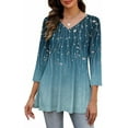 thumbnail image 3 of Weardear Womens V Neck 3/4 Sleeve Dressy Blouses Casual Loose Fit Tunic Tops Boho Business Blouses, 3 of 7