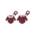 thumbnail image 2 of RUINIXCW Baby Girl Winter Outfits Long Sleeve Plaid Print Romper with Headband, 2 of 8