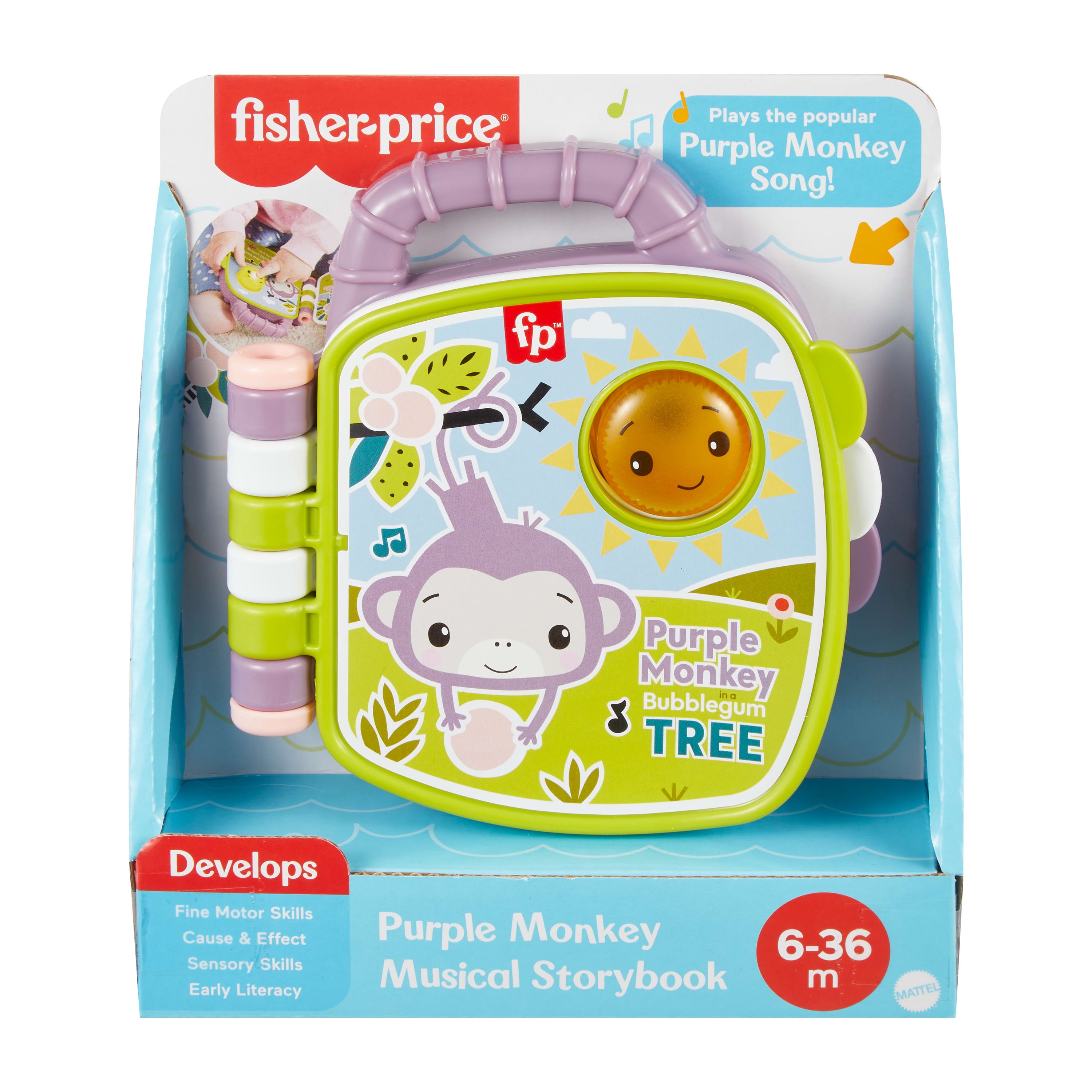 Fisher-Price Purple Monkey Musical Storybook Electronic Learning Toy for Baby & Toddler