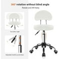 thumbnail image 4 of Rolling Stool with Mid Back Height Adjustable Chair PU Leather Swivel Chair with Wheels for Office Home Task Drafting (White), 4 of 7