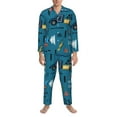 thumbnail image 3 of Naloa Construction Trucks Men’s Pajamas Set - Long Sleeve Button Down Sleep Shirt and Pajama Bottoms Sleepwear Set-X-Large, 3 of 7