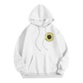 thumbnail image 5 of VOONCAS Women's Sunflower Print Hoodie - Cute Casual Pullover with Drawstring, Size XL, White, 5 of 5