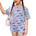 thumbnail image 2 of Grblisyd Girls Outfits Size 10-12 Cute Short Sleeve Crew Neck T-Shirts and Elastic Waist Shorts Kids Fashion Animal Print Clothing Sets, 2 of 7