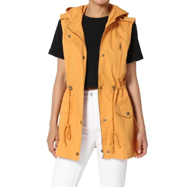 TheMogan Women's PLUS Drawstring Loose Fit Utility Vest Sleeveless Military Jacket