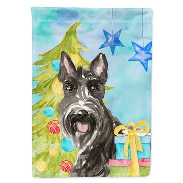 Carolines Treasures CK1865CHF Christmas Tree Scottish Terrier Flag Canvas House Size  Large multicolor