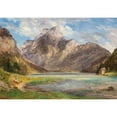 thumbnail image 2 of Friedrich Loos 24x18 Gold Ornate Framed and Double Matted Museum Art Print Titled - Mountain Lake, 2 of 4