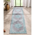 thumbnail image 1 of Well Woven Areva Machine Washable Teal Blue Vintage Oriental Medallion Flat Pile Runner Rug 2x7 (2'1" x 7'3" Runner), 1 of 8