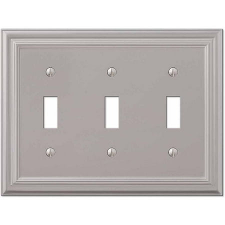 Alabaster Wall Plate - Continental Satin Nickel Cast Triple Toggle Wallplate
