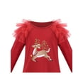 thumbnail image 4 of Robe Fille Noël Rouge Renne Col Rond Évasée Manches Longues 4 Ans, 4 of 5