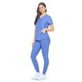 thumbnail image 6 of Womens Jogger Scrub Set Ultra Stretch Medical Scrub Top & Pants (Ceil Blue, 2X-Large), 6 of 7