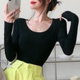 thumbnail image 5 of Woman Clothing Top T-Shirts Bottoming Shirt Autumn Winter Casual Fashion Garment -Black M, 5 of 7