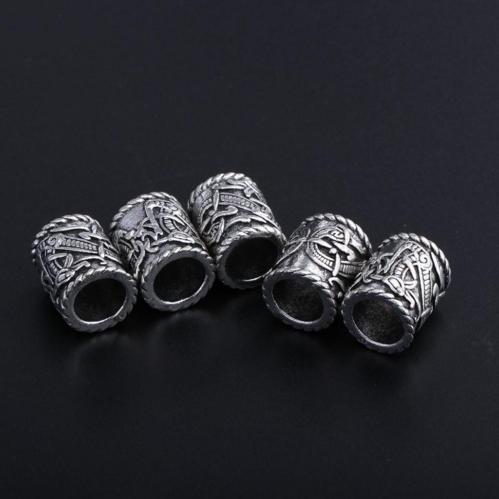 HILABEE 2-3 of pack 5 Pieces Large Viking Rune Beads for Hair Beard DIY 3 Pcs