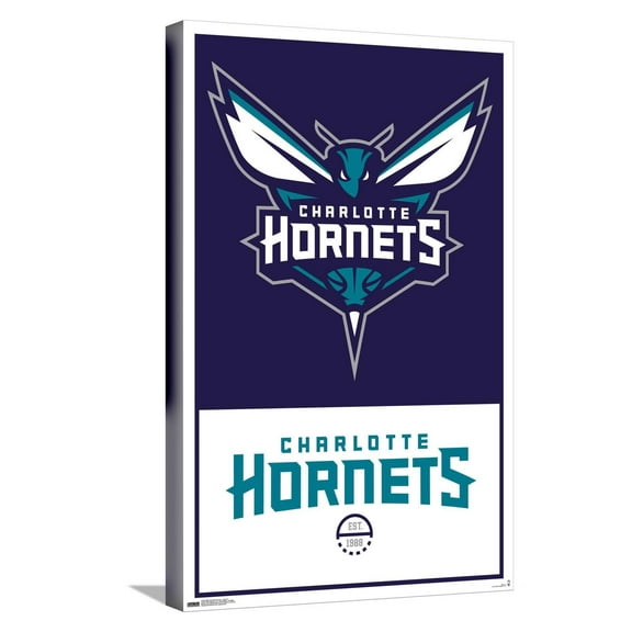 NBA Charlotte Hornets - Logo 21 Canvas Wall Poster, 14.725" x 22.375"