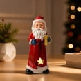 thumbnail image 5 of Fufafayo Christmas Santa Claus Figurine with Light, Lighted Resin Santa Statue, Star Cutout Light Up Santa Tabletop Ornament for Christmas Mantel Shelf Home Decor, 5 of 7