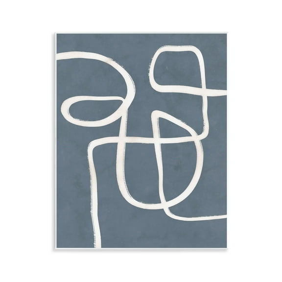 Stupell Industries Freeflow Line on Blue Abstract Painting Unframed Art Print Wall Art, 11 x 14