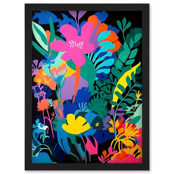Henri Matisse Inspired Floral Landscape Acrylic Painting Vibrant Abstract Flowers Artwork Framed Wall Art Print A4