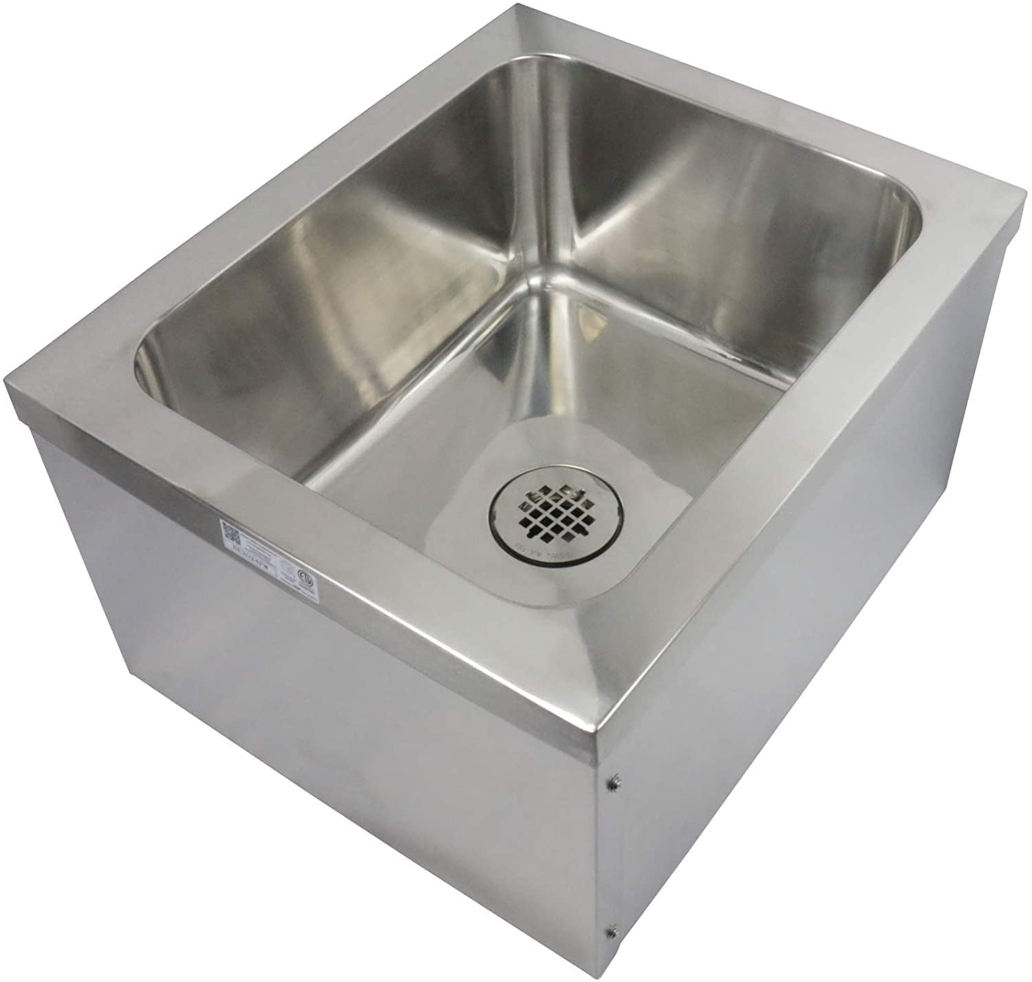GSW SE2424FM Stainless Steel Floor Mount Mop Sink, 24"W x 24"L x 14"H