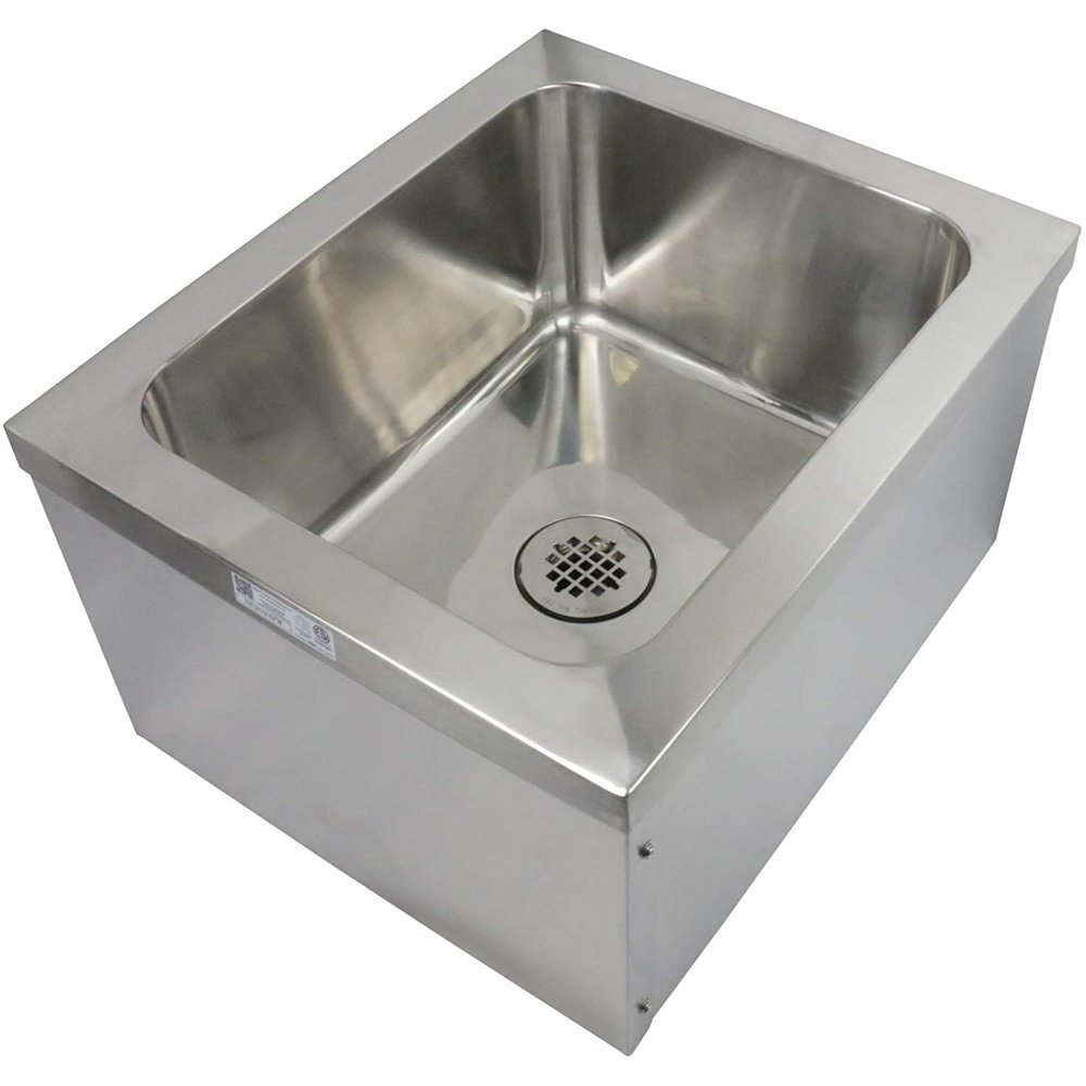 GSW SE2424FM Stainless Steel Floor Mount Mop Sink, 24"W x 24"L x 14"H, ETL Certified. Walmart