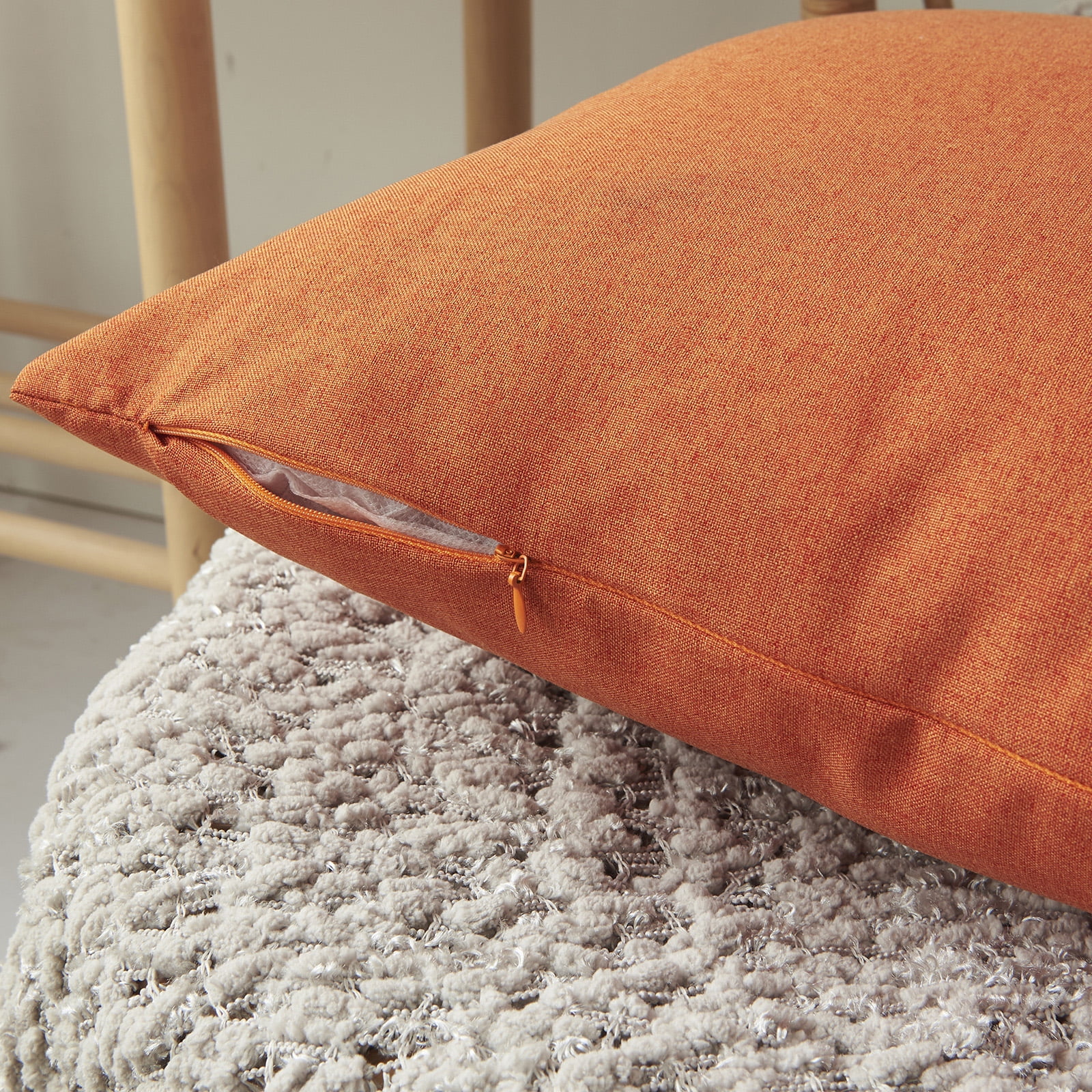 Kabuer Outdoor Waterproof Pillow Covers Outdoor Pillow Covers 18x18 inch Outdoor Patio Pillows Covers Set of 2 Orange