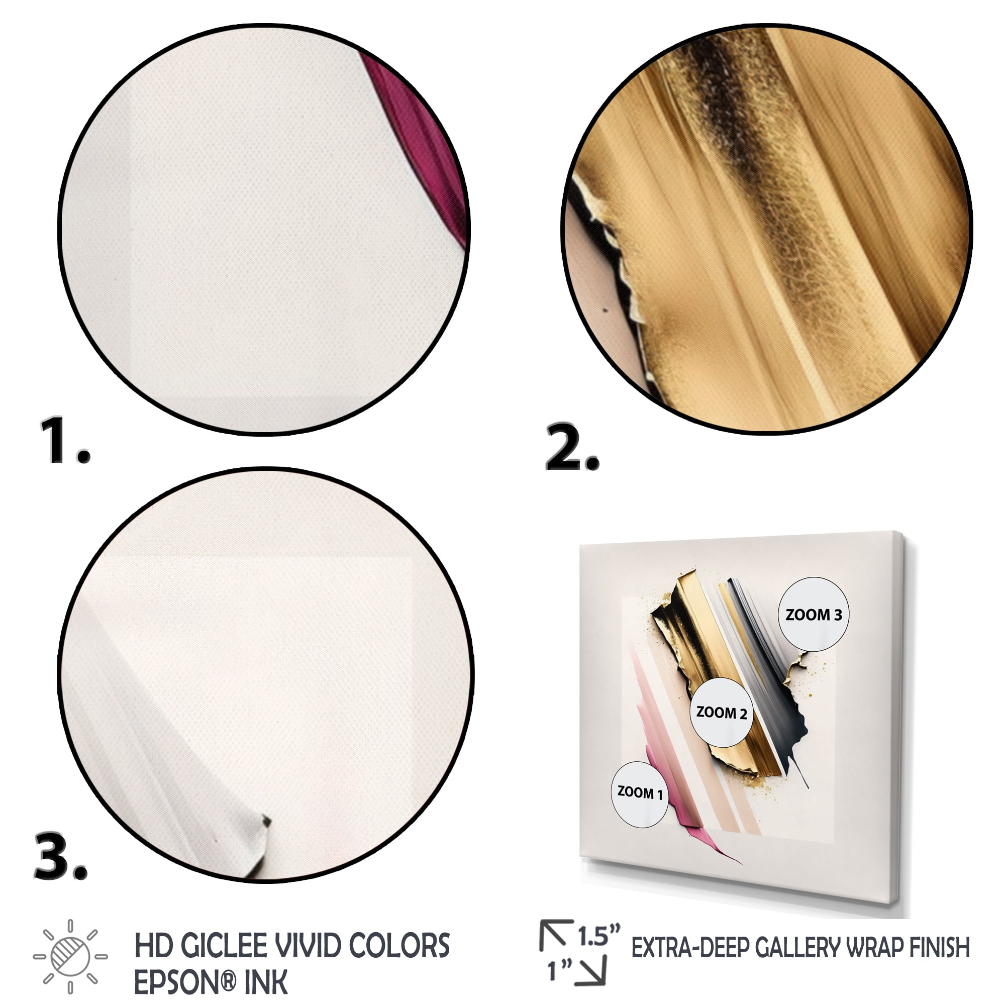 Designart Abstract Geode Watercolor Gold II Canvas Wall Art