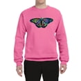 thumbnail image 2 of Wild Bobby, Colorful Rainbow Patterned Butterfly Animal Lover Unisex Crewneck Graphic Sweatshirt, Neon Pink, 3XL, 2 of 3
