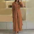 thumbnail image 2 of MIUOWANP Hot New Models of 2024 Women's Solid Color Round Neck Short Sleeve Tops and Pants Sets With Pockets Women's Sets 2 Piece Outfits Dressy,Size XXXXL Brown, 2 of 6