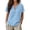 A#Blue107, variant on Puliio Women's Solid Henley Blouse Short Sleeve V Neck Button Front Linen Blend Casual Shirt