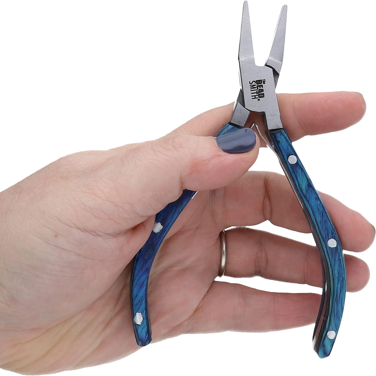 The Beadsmith Natural Elements Pliers Set - 4-Piece Kit: Chain Nose, Round Nose, Flat Nose, Side Cutter and Canvas Carrying Case – Blue Wooden Handles - Tools for Jewelry Making