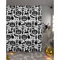 thumbnail image 2 of Halloween Pumpkin Shower Curtain Set ，Waterproof Fabric Shower Curtains Skull Black Ghost Bat Tombstone Shower Curtains for Bathroom,Bathroom Decor 36"x72", 2 of 6