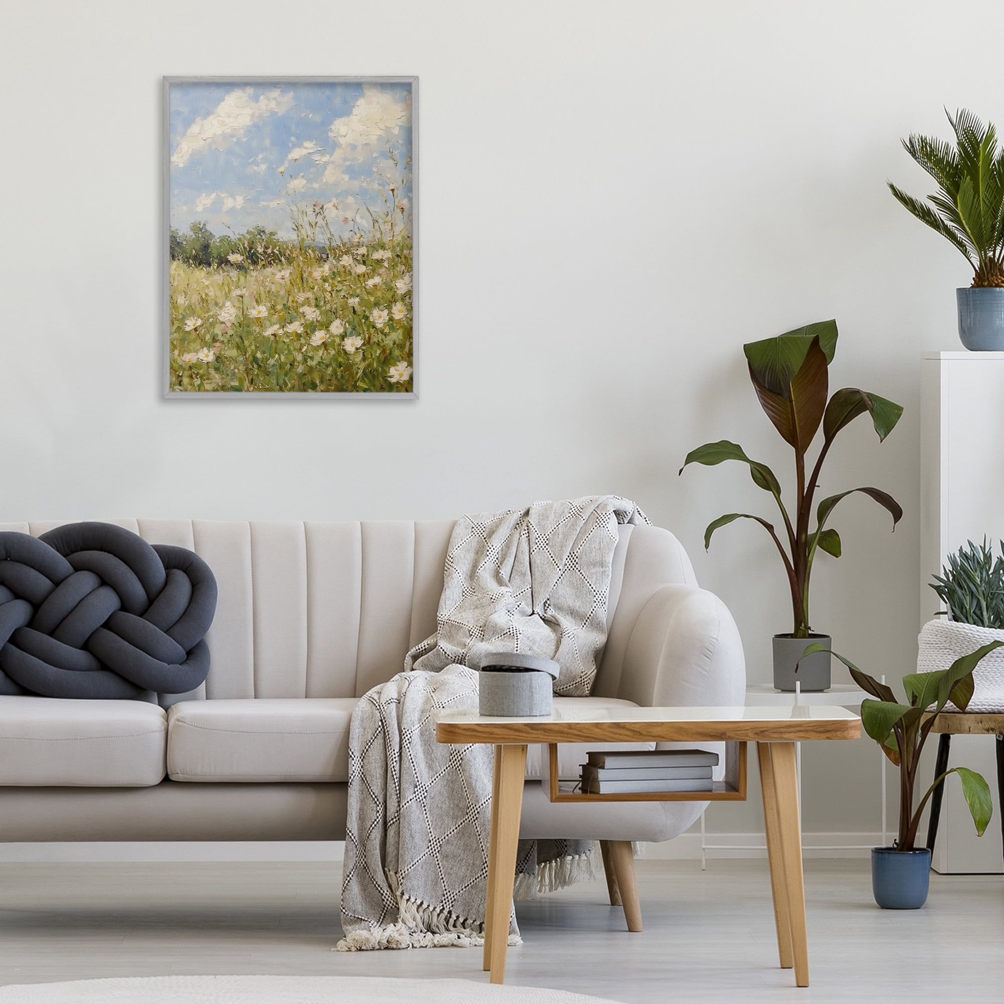 Stupell Industries Wildflower Field Beneath Blue Sky Gray Framed Giclee Art, design by LSR Design Studio