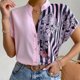 thumbnail image 2 of Blusa suelta con estampado floral en color rosa puro y manga corta para mujer, 2 of 7