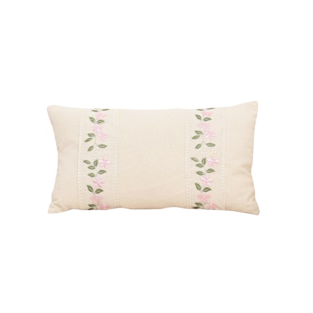 Almohada de Apoyo Lumbar Almohada Bordada, Cojín, Almohada Rosa, Cabeza de Sofá, Apoyo Lumbar, Funda de Almohada Simple, Regalo de Vacaciones