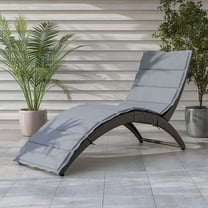 Sion PE Wicker and Steel Patio Chaise Lounge, Gray and Light Gray