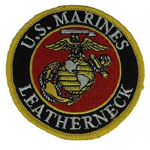MARINE CORPS LEATHERNECK with EAGLE, GLOBE AND ANCHOR Round Patch - Vivid Colors - Veteran Owned Business.