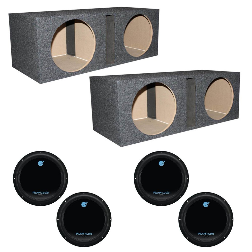 Audio 12" 1800W Subwoofers (4 Pack) & Dual 12" Vented Sub Boxes