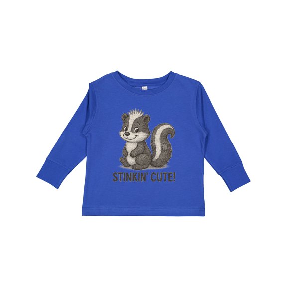 Inktastic Adorable Skunk 'stinkin' Cute' Graphic Boys or Girls Long Sleeve Toddler T-Shirt