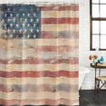 thumbnail image 3 of Shower Curtain Bathroom Set Independence Day American Flag Waterproof Fabric Shower Curtains with Grommets&Hooks, Vintage Shabby Wooden Privacy Bath Curtain for Bathtub 72x72in, 3 of 9