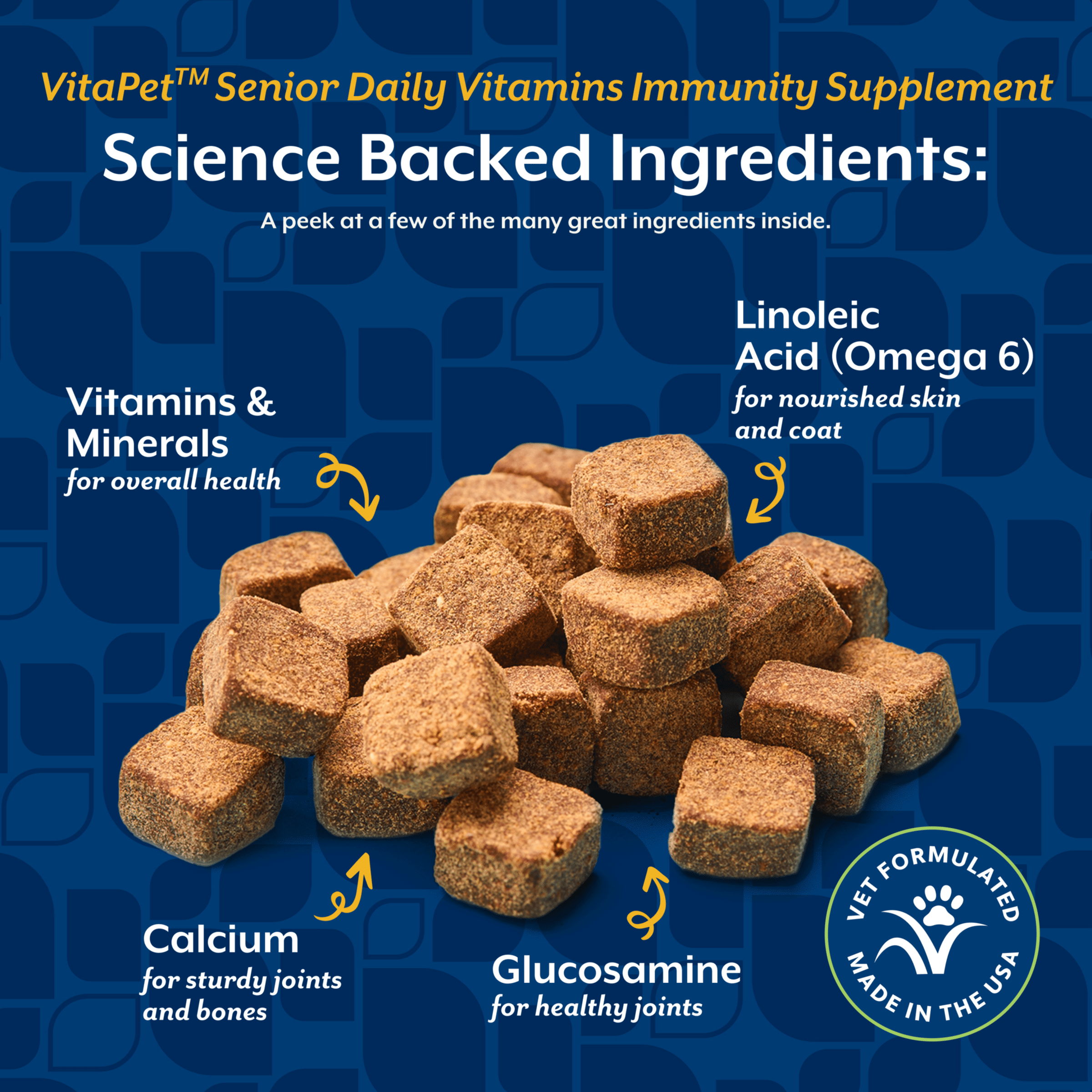 NaturVet VitaPet Senior Daily Vitamins Immunity Supplement for Dogs, Bacon and Chicken Flavor, 60 Count