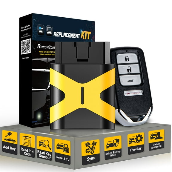 Acura Car Key Programmer Kit OBD Tool and Smart Keyless Entry Remote Replacement for 2016-2020 Honda HR-V with FCC: KR5V1X