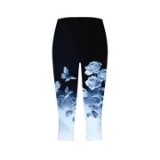 SwiftWear Women's High-Waisted Plus Size Capris Textured Floral Design & Comfort Summer Staple Casual Wear S-4XL