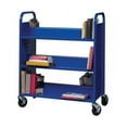 thumbnail image 6 of Lorell Double-sided Book Cart 6 Shelf - Round Handle - 5" Caster Size - Steel - x 38" Width x 18" Depth x 46.3" Height - Blue - 1 Each, 6 of 7