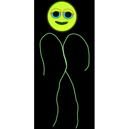 GlowCity Light Up Tired Emoji Stick Figure Costume Lighting Kit With Mask For Parties - Clothing Not Included& Halloween, Kids - Lime Green - Small 3-5 FT Tall