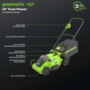 Greenworks 40V 16inch Brushless Cordless Lawn Mower, 4.0Ah Battery and Charger Included