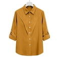 thumbnail image 5 of MELDVDIB Womens Button Down Shirts Turn Down Collar Long Sleeve Shirts Loose Summer Tops Fashion Casual Solid Color Vacation Shirts, 5 of 7