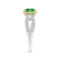 thumbnail image 3 of Angara Natural 0.85 Ct. Emerald with Diamond Vintage Inspired Ring in 14K White & Yellow Gold for Women (Ring Size: 12), 3 of 10
